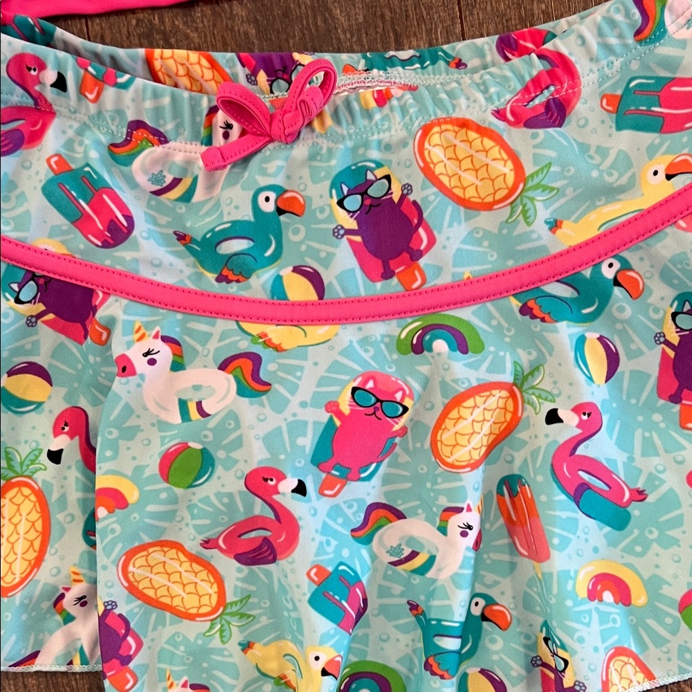 Vibrant Pink Car Kids Swim Bikini Set - Picture 4 of 9